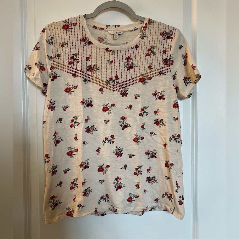 Lucky Brand Cream Floral Top